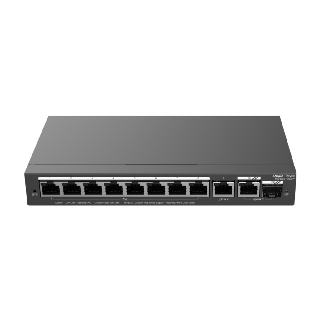 Ruijie 10 Gigabit Ports, 8 PoE+, 120W